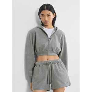 Aritzia Terry Sweatfleece Perfect Crop Zip Hoodie Grey Women’s Medium